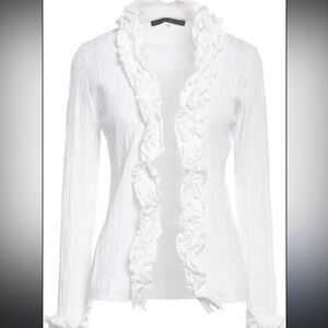 Anne Fontaine White Ruffled Lace Blouse